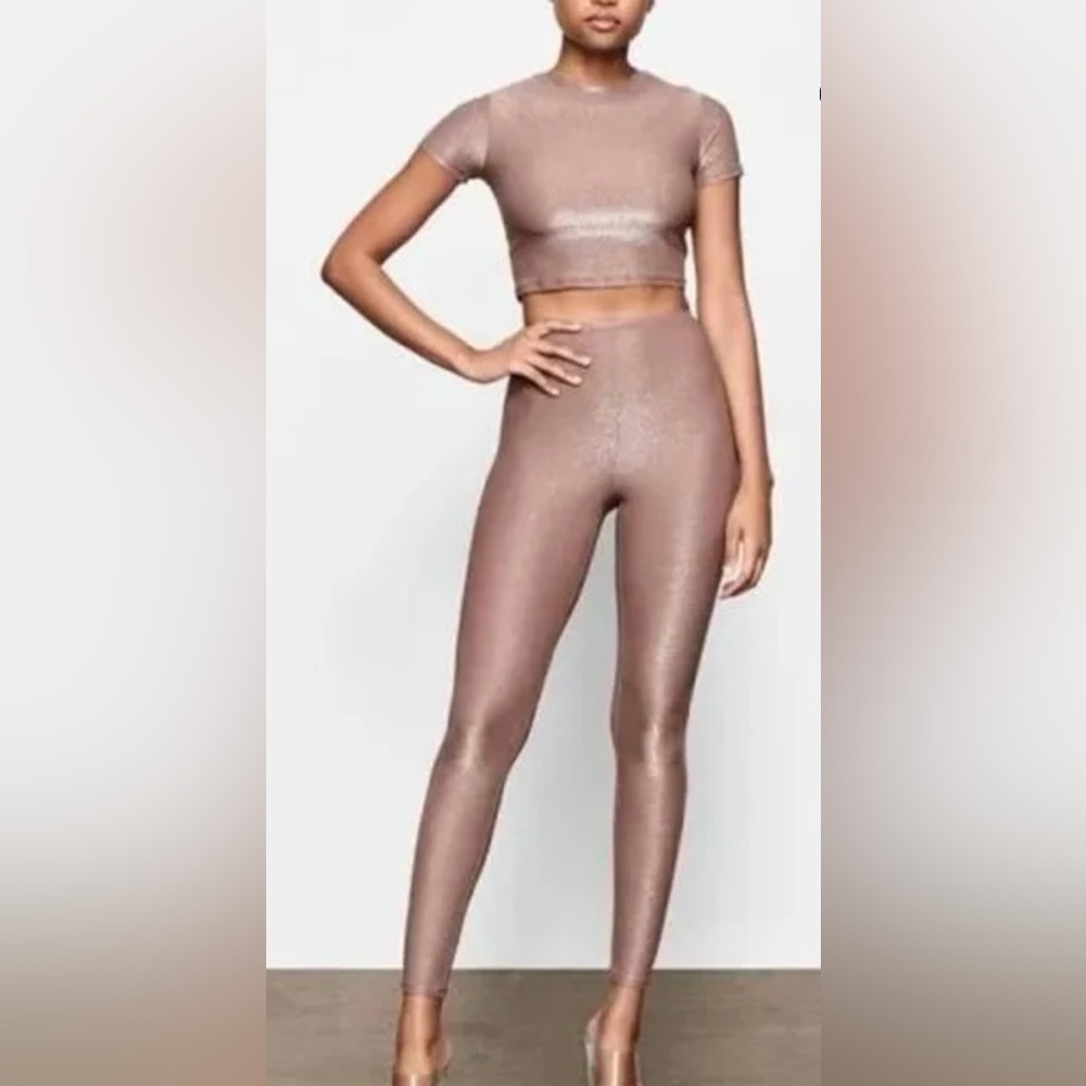 Skims Shimmer Leggings in Umber High Rise Stretch Size L